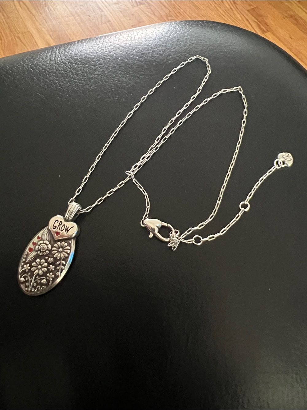 Brighton Silver Floral 'Grow' Pendant Necklace with Red Accent